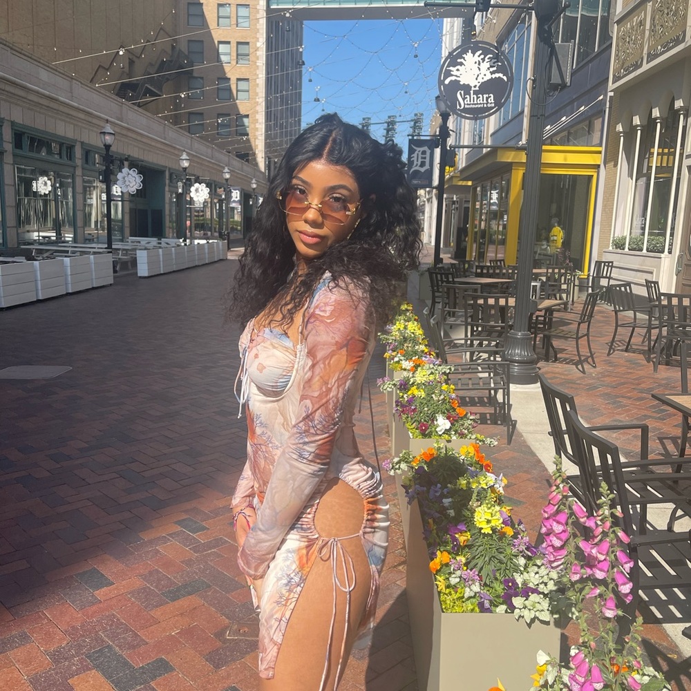 Tan/Blue/Brown FashionNova Dress